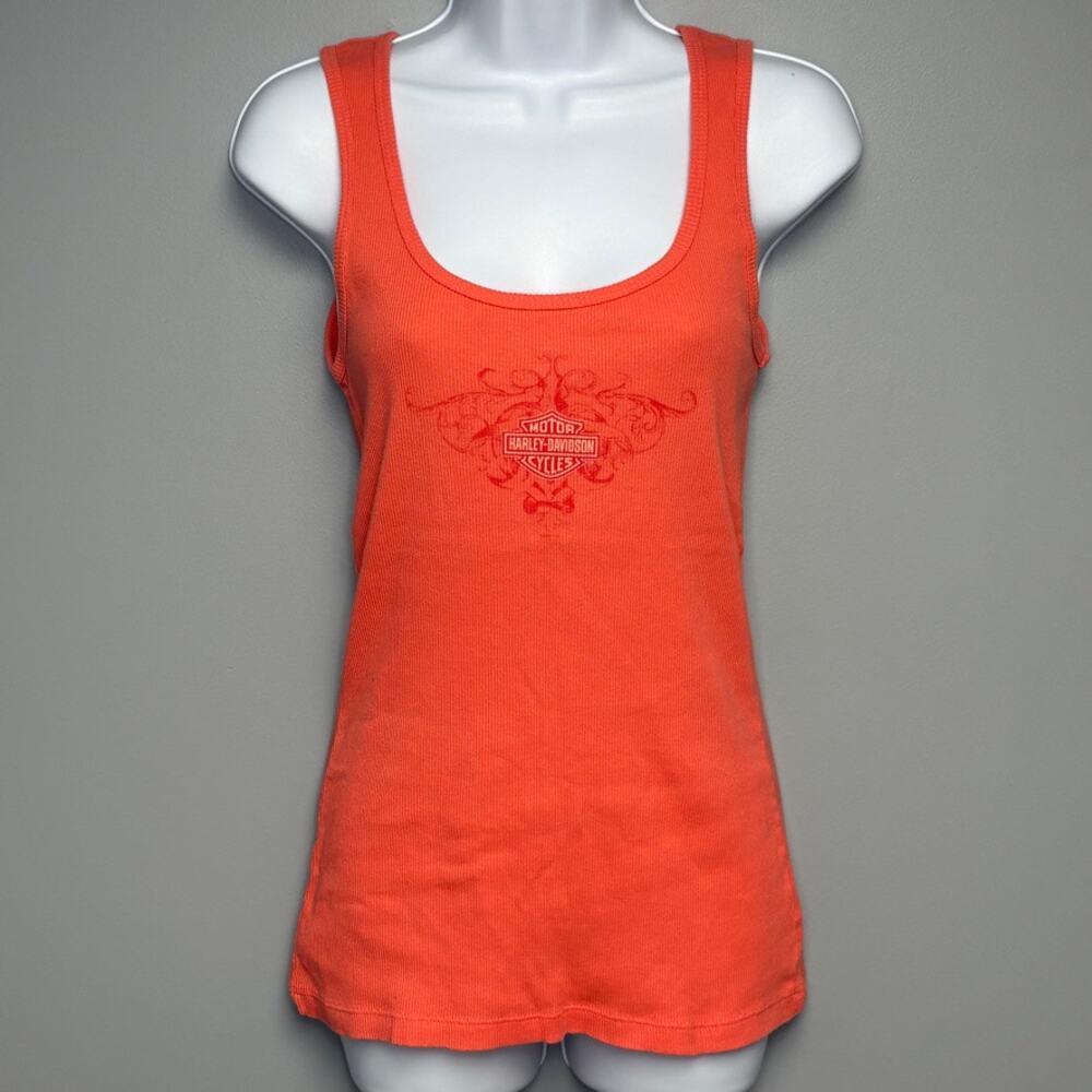Harley Davidson Made in USA‎ Pink Coral Biker Battle Creek MI Womens Tank Sz M